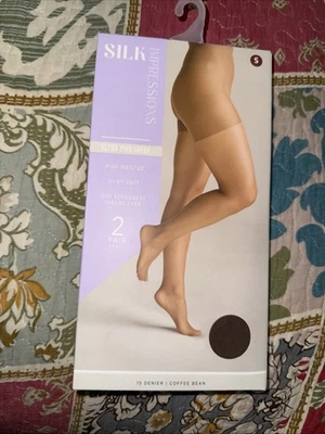 Paquete de 2 pantimedias Silk Impressions granos de café pequeños 15 denier ultrafinos transparentes Foto 1 de 3