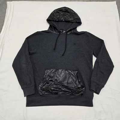 Suéter Pullover Capucha/Bolsillo Cuero Capucha Negro y Gris Zoo York Talla MEDIANA Y2K Foto 1 de 4