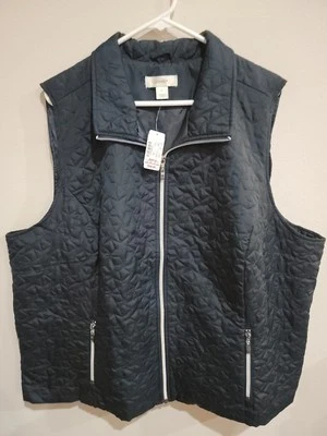 Cj banks Women's 3X Blue Quilted Full Zip Vest with Zipper Front Pockets NWT New - Image 1 of 4