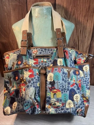 Lily Bloom Purse Tote Shoulder Bag Who Let The Dogs Out Multi-Pocketed - Image 1 of 4