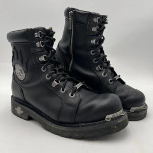 Harley Davidson Diversion Skull Motorcycle Boots Size 10 M Black Leather D94169 - Picture 1 of 14