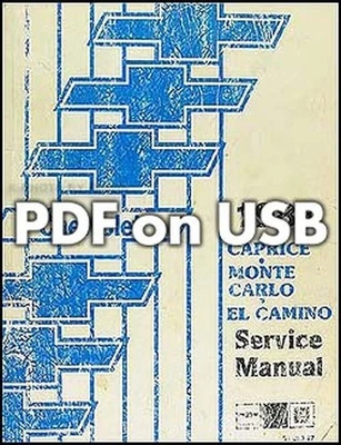 1987 Chevy Negozio Manuale USB Monte Carlo Caprice El GMC Caballero Chevrolet - Immagine 1 di 3