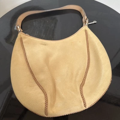 Vintage Fossil 1954 Hobo yellow Pebbled Leather Purse Shoulder Bag 75082 - Imagem 1 de 4
