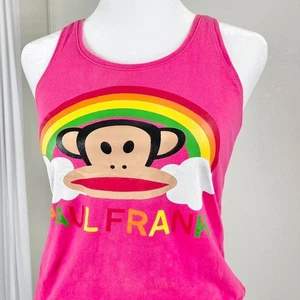 ✩ Mint Condition Pink Paul Frank Julius & Friends Colorful Rainbow Tank Top ♡ - Picture 1 of 6