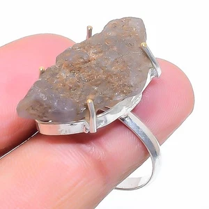 Amethyst Rough Gemstone Handmade 925 Sterling Silver Jewelry Ring Size 7.5 - Zdjęcie 1 z 5