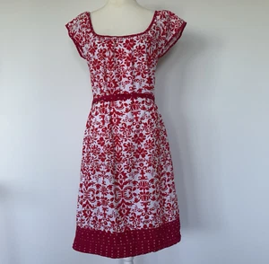 RASALEELA Women's Dress Size S/M - red floral print 100% cotton midi - Picture 1 of 6