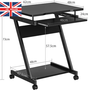 Mobile Computer Desk Z-Shaped with Sliding Keyboard Wood PC Table Laptop Desk... - Picture 1 of 12