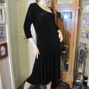 Kiara Women's Black Slinky Downton Abbey Avant Garde Gothic Mourning Dress M - Picture 1 of 8