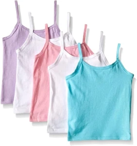 Girls' Camisole, 100% Cotton Tagless Cami, Toddler Sizing, Multiple Packs & Colo - Picture 1 of 12