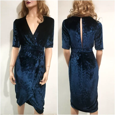 🆓US🛃  runway FW2012 GUCCI Blue velvet wrap Dress IT 40 - Image 1 of 4