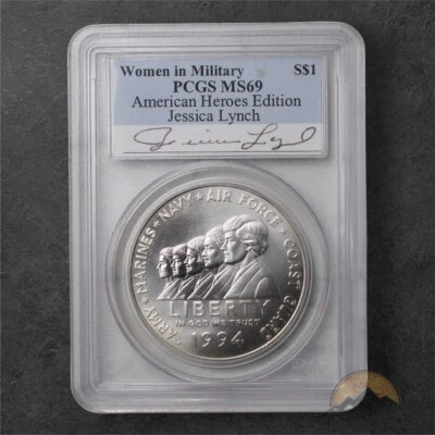 1994 Women In Military Commemorative Silver Dollar $1 - PCGS MS69 Jessica Lynch - Image 1 of 3