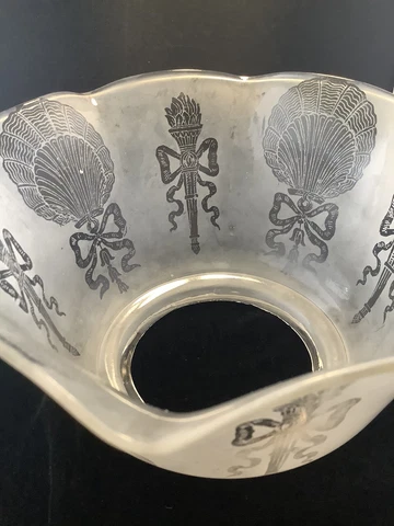 VICTORIAN GASOLIER  LAMP  LIGHT SHADE ACID ETCHED Torch & Shell Cover