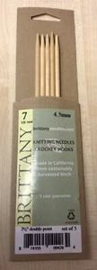 4.5mm Brittany Birch Double Point Knitting Needles 7.5” Set Of Five Knit A Round - Picture 1 of 2