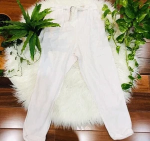 Women’s New🌿Love Tree Tie Front Joggers White Size L - Bild 1 von 8