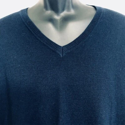 Suéter Claiborne Para Hombres 2XL Alto Azul Lana Merino Cuello en V Pullover Preppy Abuelo Foto 1 de 4