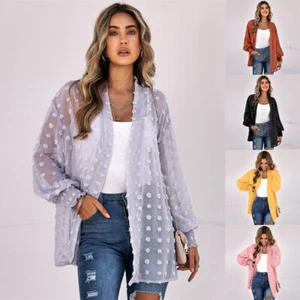 Para mujeres Damas Verano Chifón Cubrir Cárdigan Prendas para el torso Camisas Frente Abierto Camiseta Suelta - Imagen 1 de 19