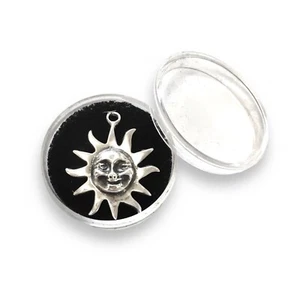 Vintage Sun and Moon Face 925 Silver Pendant Charm 1" Dia. - Picture 1 of 7