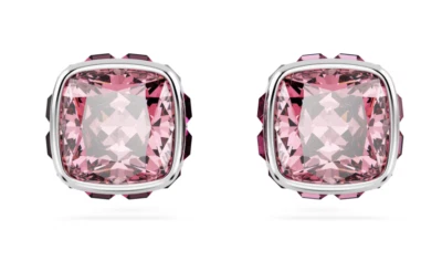 Pendientes Piedra Natal Swarovski Corte Cuadrado, Octubre, Rosa, Chapado en Rodio 5661960 Foto 1 de 4