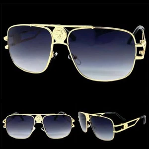 CLASSY Elegant Vintage Retro Hip Hop Style SUNGLASSES Square Gold Metal Frame C1 - Picture 1 of 6