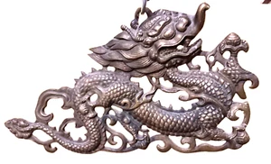 Vntg Moulded Solid & Heavy Brass Dragon Wall Hanging/Frame Piece 9”Long - Picture 1 of 4