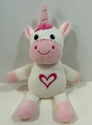 Dan Dee Collector's Choice White & Pink Unicorn Knit 10" Plush Stuffed Lovey Toy - Image 1 of 4