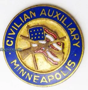 MINNEAPOLIS MN CIVILE AUSILIARIO MILITARE CLOISONNE BAVERO - 1917 circa - Foto 1 di 6