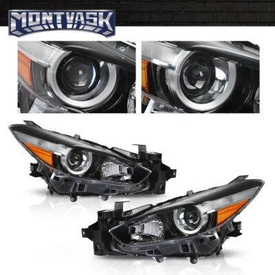 Fit For 2017-2018 Mazda 3 Headlights Halogen Projector Headlamps Left+Right - Image 1 of 4