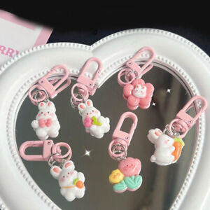 Cute Mini Tulip Rabbit Keychain Lovely Pink Bunny Doll Key Chain For Women Gi GS