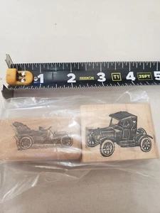 lot of 2 Old vintage cars automobiles Rubber Stamps #130 - Picture 1 of 2
