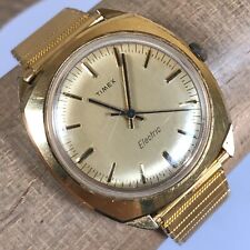 Mens 80s Timex Electric Gold Tone Mens Quartz Expandible Band Watch