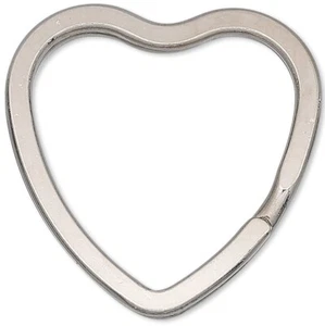10 Nickel Finished Steel 32x31mm Flat Heart Split Rings Key Ring with 26x24mm ID - Picture 1 of 2