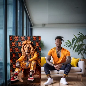Kunstwerk "Pimp" auf Leinwand oder Acrylglas Comic Art Pop Art Löwe - Bild 1 von 5