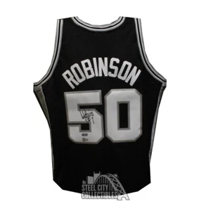 David Robinson Autograph San Antonio Black Authentic Basketball Jersey - BSA - Picture 1 of 2