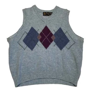 Warp Two Winter Wear Damen 100% Wolle Argyle blau rot Pullover Weste - Bild 1 von 1