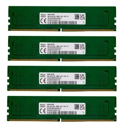 Hynix DDR5 32GB (4X8GB) 4800MHz PC5-38400 288-Pin 1RX16 UDIMM Desktop Memory Ram - Image 1 of 4