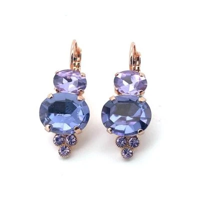 Pendientes Por Mariana Mujer Hermosos Cristales de Swarovski Violeta y Tanzanita Foto 1 de 4