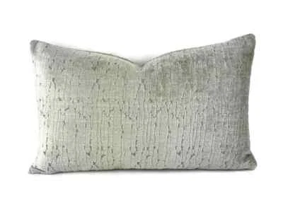 Fabricut Vendom Velvet in Silver Velvet Lumbar Pillow Cover 10" x 20" - Image 1 of 4