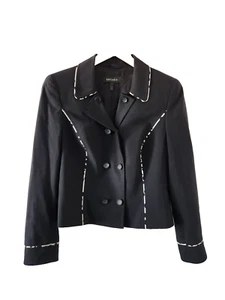 ESCADA Blazer Womens Medium 8  Wool Nylon Black Polka Dot Trim Short Jacket - Bild 1 von 9