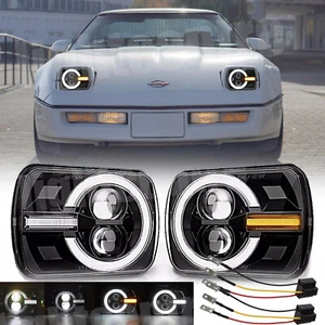 2PCS 7x6'' 5x7'' LED Headlights Hi/Lo Beam DRL For 1984-1996 Chevy Corvette C4 - Picture 1 of 23