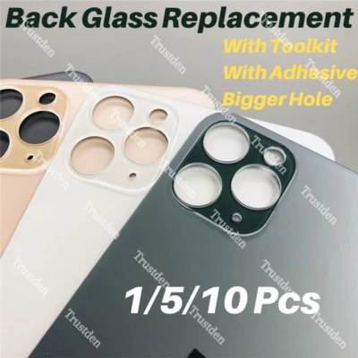 Back Glass Replacement Rear Cover Big Hole Lot For i14 13 12 11 Pro XS SE XR X 8 - Image 1 of 2