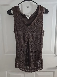 Talbots Damen Handstrick ärmellos braun Top mit Futter - Bild 1 von 3