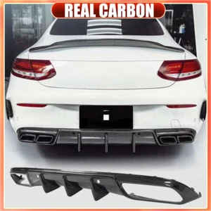 Parachoques trasero difusor labio carbono real apto para Benz W205 C205 LCI 43 cupé 2019-23 - Imagen 1 de 14