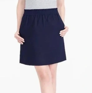 Falda J CREW Lino Algodón Acera Pull On Azul Marino Para Mujer Talla 4 - Imagen 1 de 7