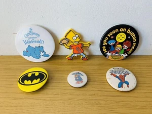 Collection Of Vintage Badges Incl Button Moon/care Bears & Spider-Man - Picture 1 of 4