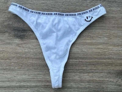 复古 Joe Boxer 100% 棉白色丁字裤内裤 M 码全新 — 第 1/4 张图片