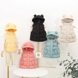 Jacket Baby Hooded Coat New Kids Boys Girls Bodywarmer Gilet Padded Vest Puffer - Picture 1 of 17