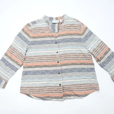 Alfred Dunner Shirt Women's 14P Multicolor Striped 100% Cotton Classic Button-Up - Image 1 of 4
