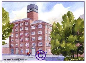 ALTE BOAK WORKS GEBÄUDE WALSALL AQUARELL KÜNSTLER DRUCK GRUSSKARTE 8"x 6" - Bild 1 von 1
