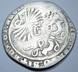 1400's-1500's Ferdinand Isabella Spanish Silver 1 Reales Antique Columbus Coin - Picture 1 of 2