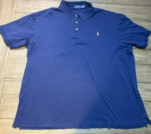 Polo Ralph Lauren Shirt Mens 3XLT Tall Navy Blue Pony Rugby S/S Preppy Golf - Picture 1 of 6